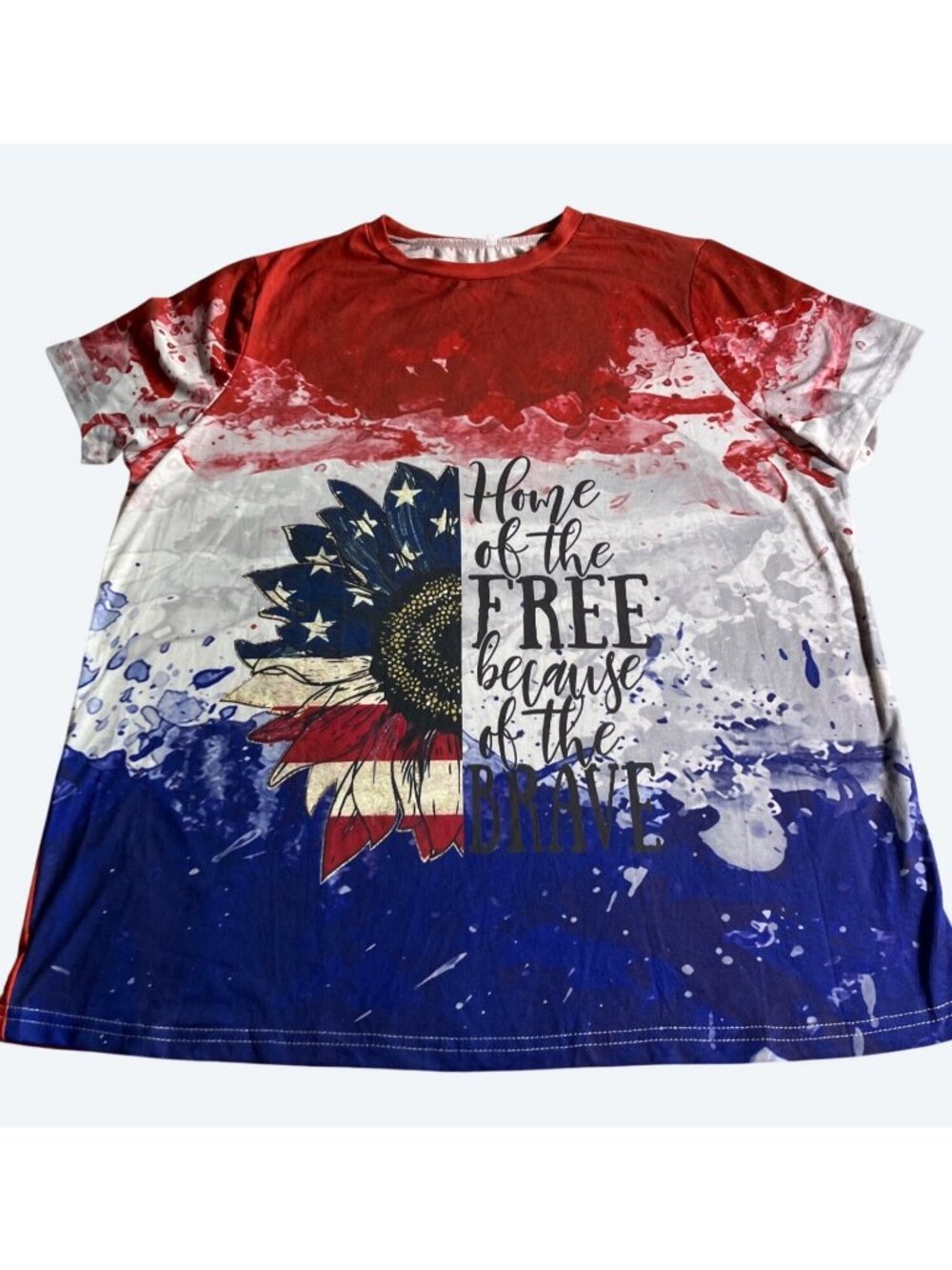 Patriotic Graphic Womens T-Shirt Home Of The Free Because Of The Brave 1XL - Picture 4 of 10